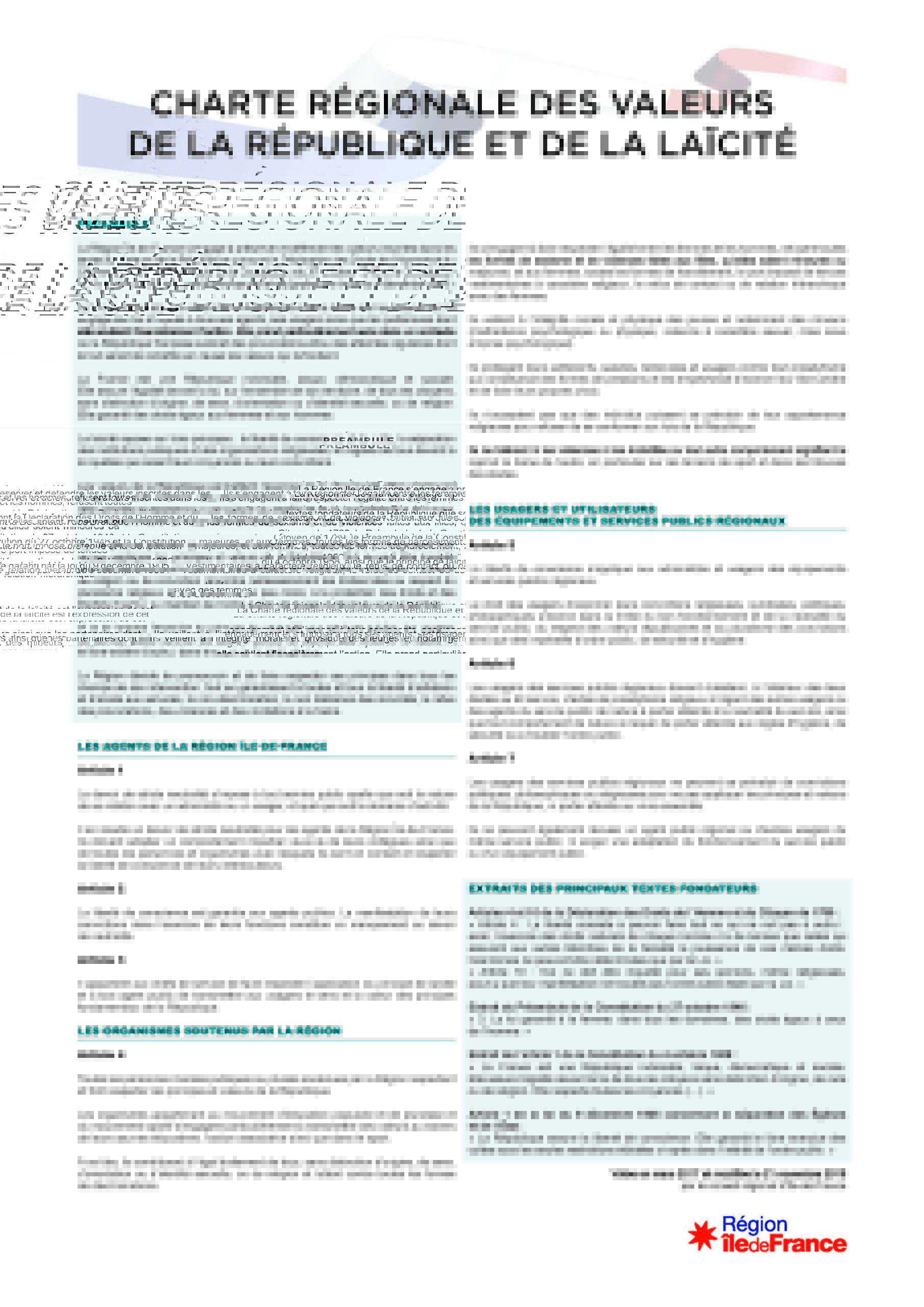 Charte régionale des valeurs de la République et de la laïcité